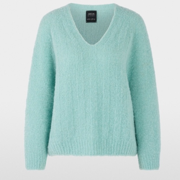Marc Cain Sweaters - Marc Cain Sport Teal Alpaca Wool V-Neck Chunky Knit Sweater Oversized Small